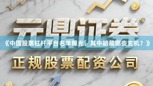 《中国股票杠杆平台名单曝光，其中暗藏哪些玄机？》