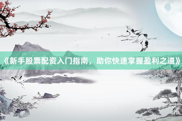 《新手股票配资入门指南，助你快速掌握盈利之道》