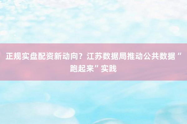 正规实盘配资新动向？江苏数据局推动公共数据“跑起来”实践