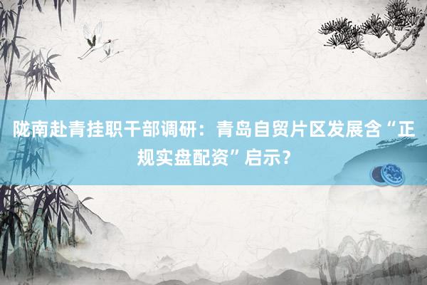 陇南赴青挂职干部调研：青岛自贸片区发展含“正规实盘配资”启示？