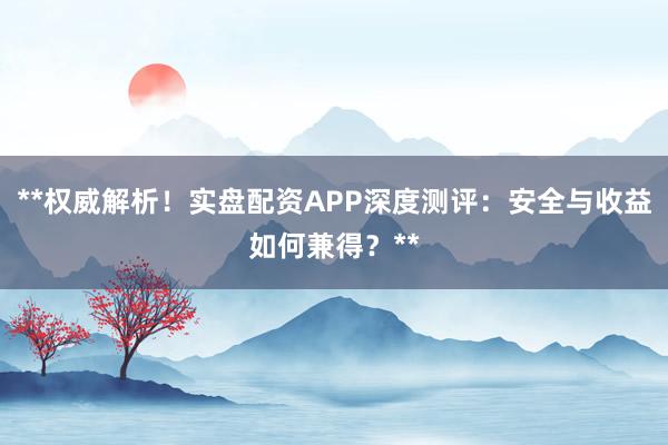 **权威解析！实盘配资APP深度测评：安全与收益如何兼得？**