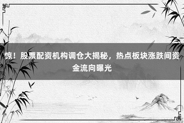惊！股票配资机构调仓大揭秘，热点板块涨跌间资金流向曝光
