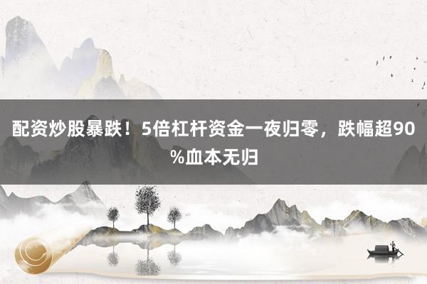 配资炒股暴跌！5倍杠杆资金一夜归零，跌幅超90%血本无归