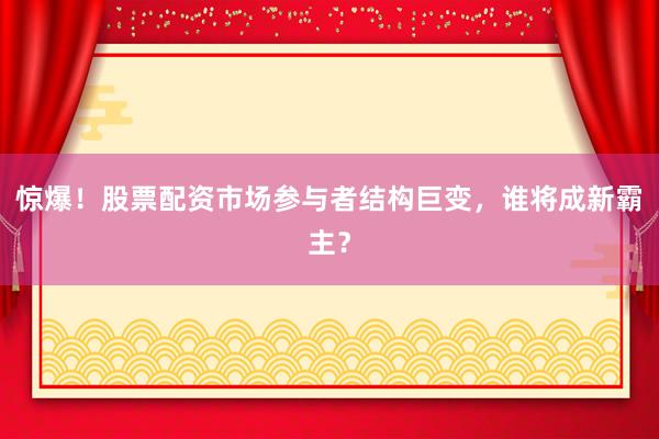 惊爆！股票配资市场参与者结构巨变，谁将成新霸主？