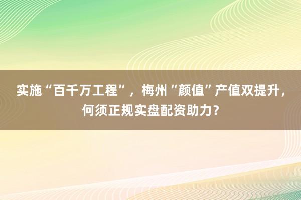 实施“百千万工程”，梅州“颜值”产值双提升，何须正规实盘配资助力？