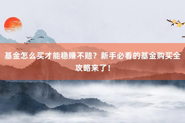 基金怎么买才能稳赚不赔？新手必看的基金购买全攻略来了！