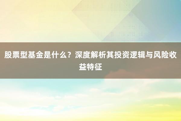 股票型基金是什么？深度解析其投资逻辑与风险收益特征