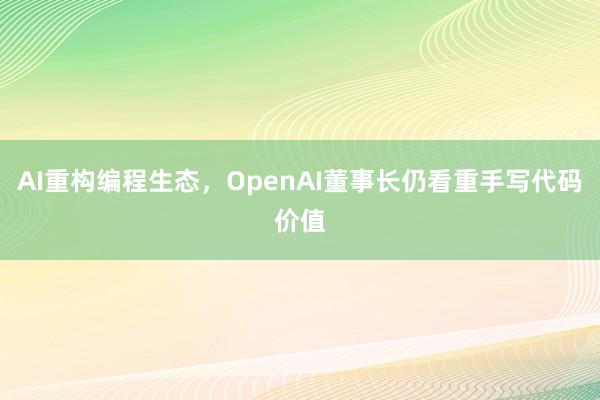 AI重构编程生态，OpenAI董事长仍看重手写代码价值