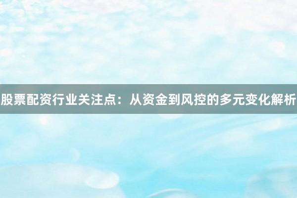 股票配资行业关注点：从资金到风控的多元变化解析
