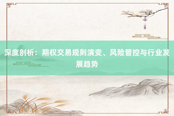 深度剖析：期权交易规则演变、风险管控与行业发展趋势