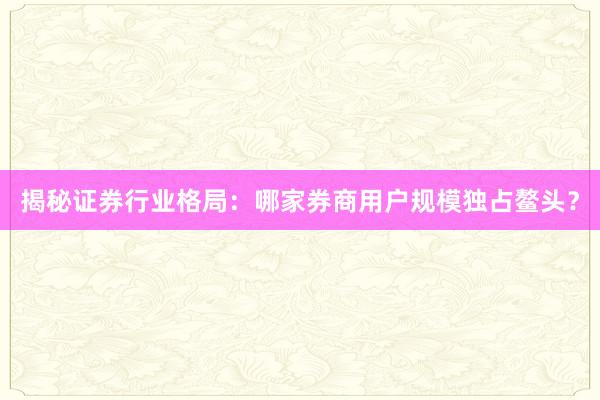揭秘证券行业格局：哪家券商用户规模独占鳌头？