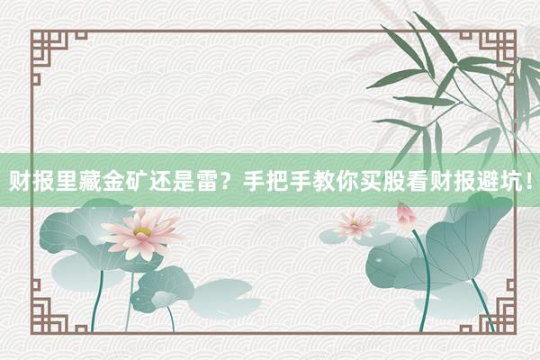 财报里藏金矿还是雷？手把手教你买股看财报避坑！
