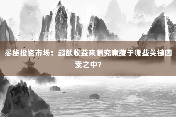 揭秘投资市场：超额收益来源究竟藏于哪些关键因素之中？