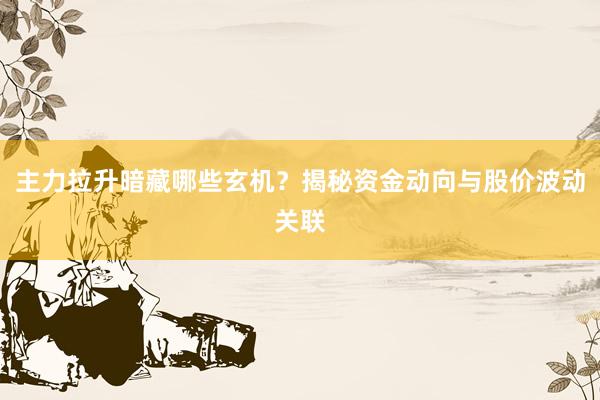 主力拉升暗藏哪些玄机？揭秘资金动向与股价波动关联