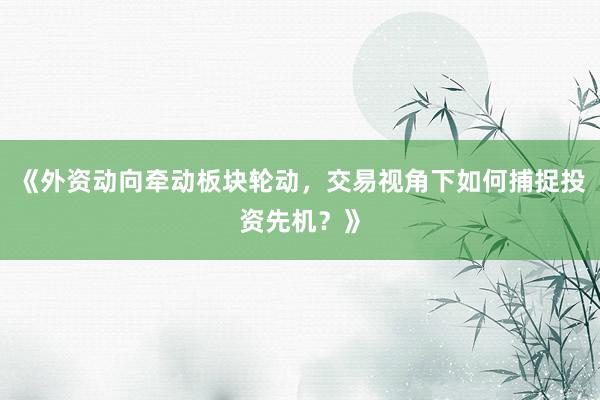 《外资动向牵动板块轮动，交易视角下如何捕捉投资先机？》