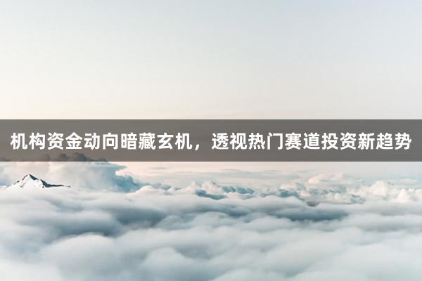 机构资金动向暗藏玄机,透视热门赛道投资新趋势